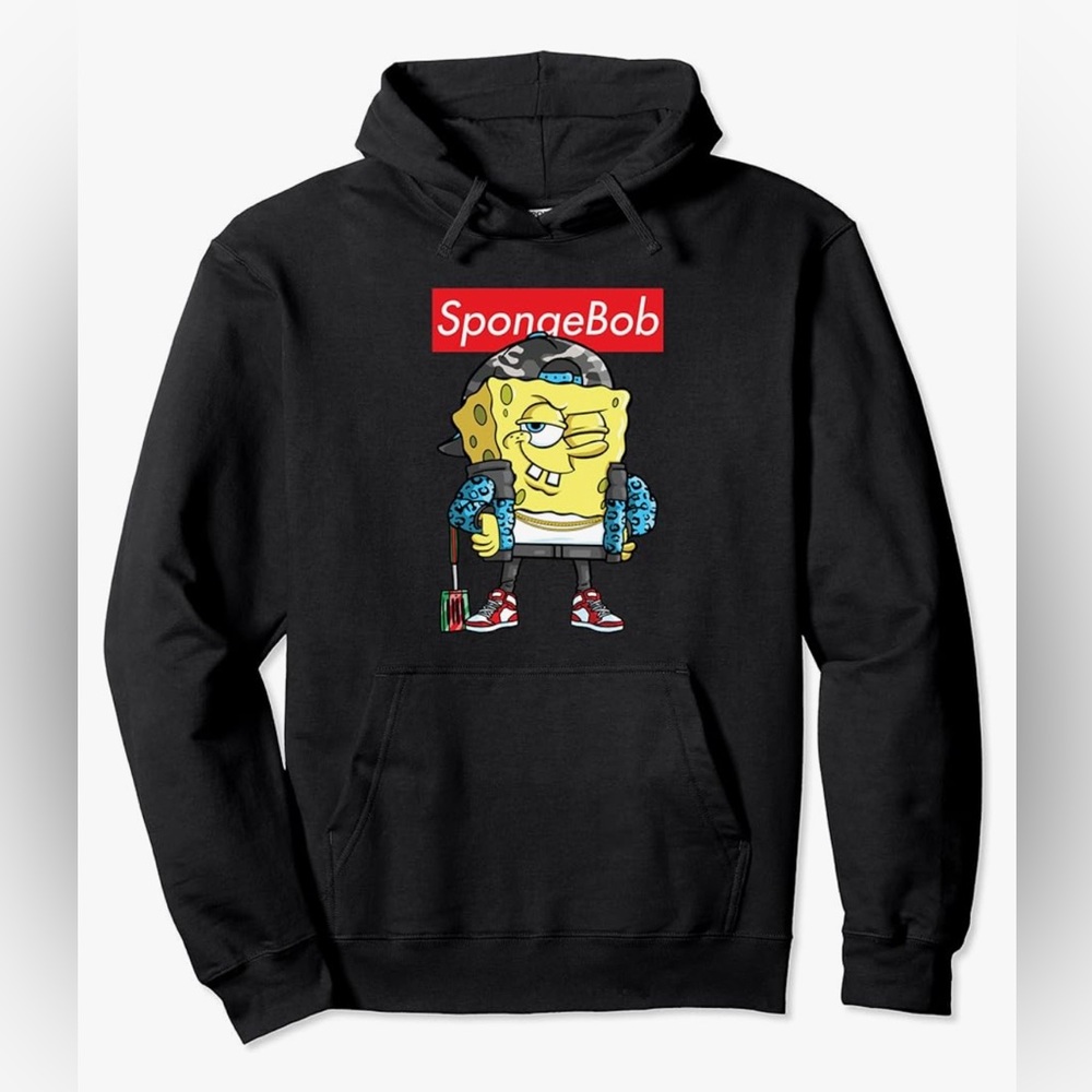 NWT Spongebob Squarepants Logo Pullover Hoodie Size M